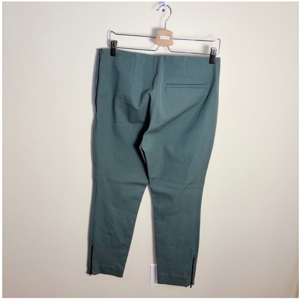 COS Pants Women 12 Sage Green Slim Fit Ankle Zip Side Zip Cotton Blend Trousers - Picture 7 of 8